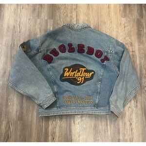 VINTAGE RARE BUGLE BOY 1991 WORLD TOUR DENIM JACKET SIZE LARGE DEAD STOCK